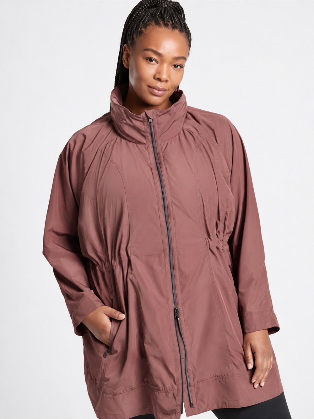 Athleta Drip Drop Water Repellent Jacket in Hearth Rose Mauve